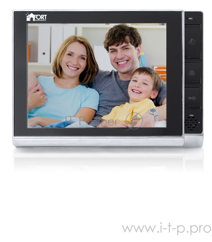 Видеодомофон FORT Automatics C0802HF-01 черный + хром ( вызывная панель в комплект не входит)