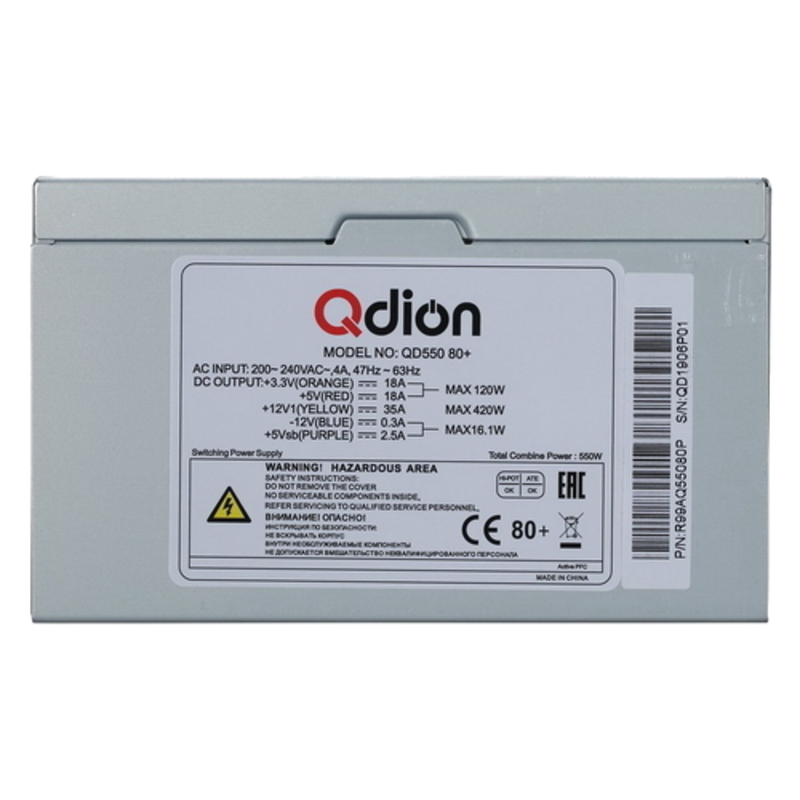 Блок питания Q-DION QD550 80+, OEM {10}