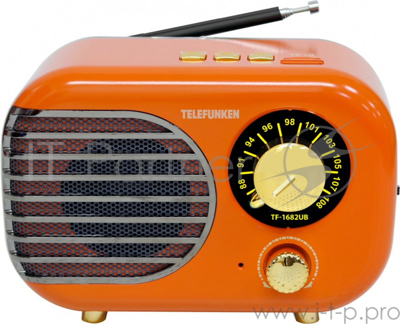 Радиоприемник настольный Telefunken TF-1682UB оранжевый/золотистый USB microSD