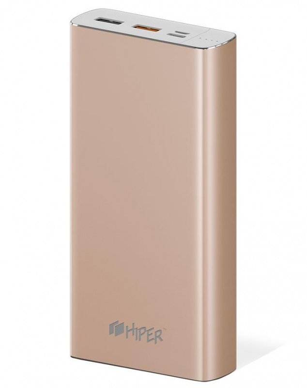 Мобильный аккумулятор Hiper MPX20000 Li-Pol 20000mAh 2.4A+3A+3A золотистый 2xUSB