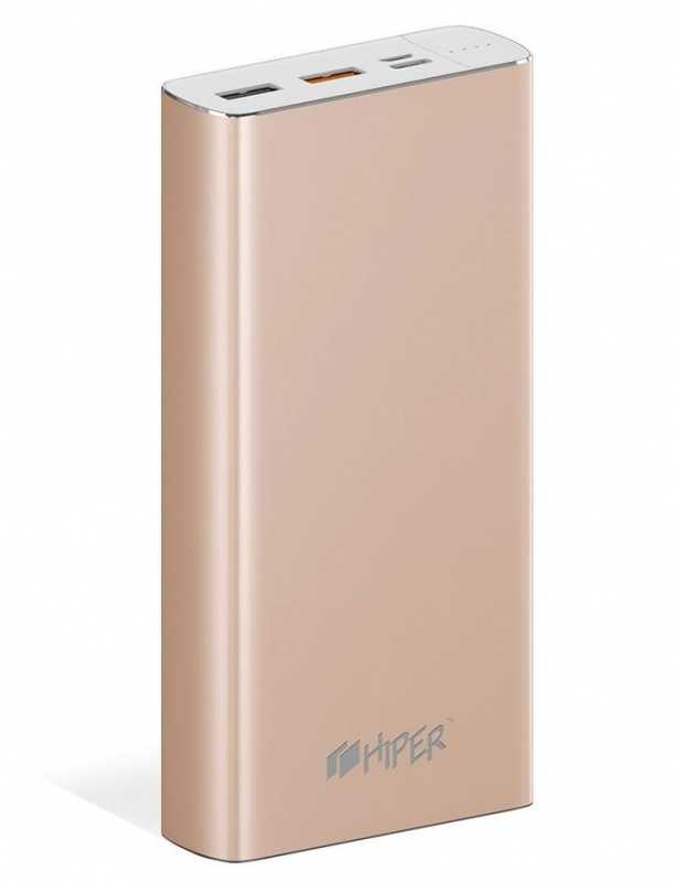 Мобильный аккумулятор Hiper MPX20000 Li-Pol 20000mAh 2.4A+3A+3A золотистый 2xUSB