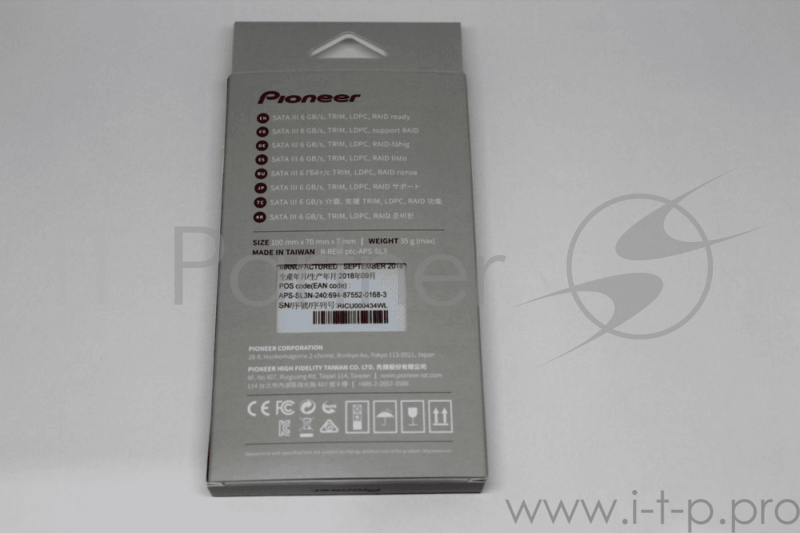 Флеш-накопитель Pioneer Твердотельный накопитель SSD Pioneer 480GB 2.5 SATA APS-SL3N-480 R/W(520/450)