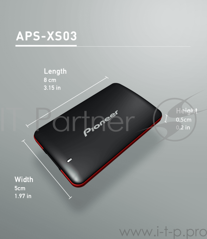 Флеш-накопитель Pioneer Внешний Твердотельный накопитель SSD Pioneer 960GB USB 3.1 gen1 8049.59.4mm, 65 g, 400 MB/s