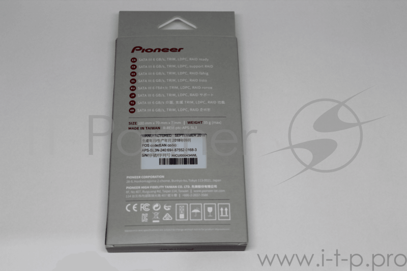 Флеш-накопитель Pioneer Твердотельный накопитель SSD Pioneer 512GB 2.5 SATA APS-SL3N-512 R/W(520/450)