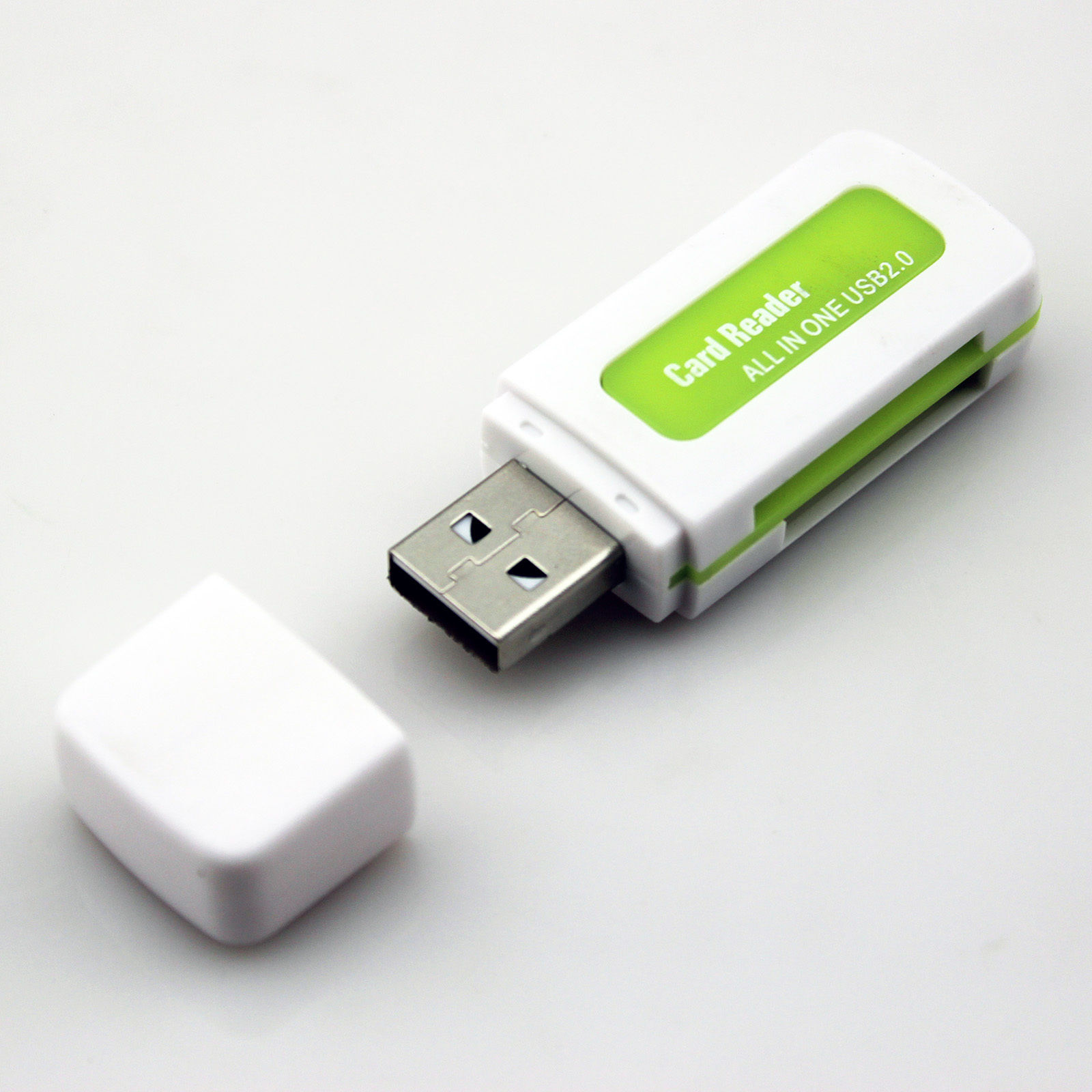 Картридер ORIENT CR-011G, USB 2.0 мини картридер SDHC/SDXC/microSD/MMC/MS/MS Duo/M2, белый с зеленым