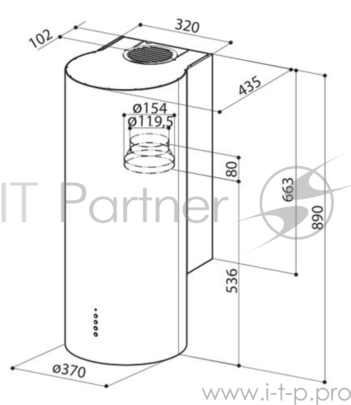 Вытяжка каминная Faber Eclipse EV8 LED X A37 нержавеющая сталь управление: кнопочное (1 мотор)