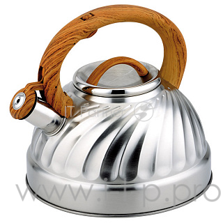 Чайник для плиты ALPENKOK AK-502/1, со свистком, нерж, дерево 3,0л (индукция) (12)