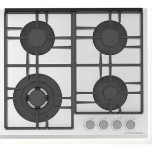 Газовая варочная поверхность Kuppersberg Газовая варочная поверхность, закаленное стекло, ширина 60 см, 4 газовые конфорки, WOK конфорка(3,8 кВт), автоподжиг, газ-контроль, чугунные решетки, цвет белый