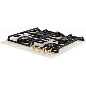 Газовая варочная поверхность Kuppersberg FQ 602 C , закаленное стекло, ширина 60 см, 4 газовые конфорки, автоподжиг, газ-контроль, чугунные решетки, цвет бежевый /поворотные переключатели цвета бронзы