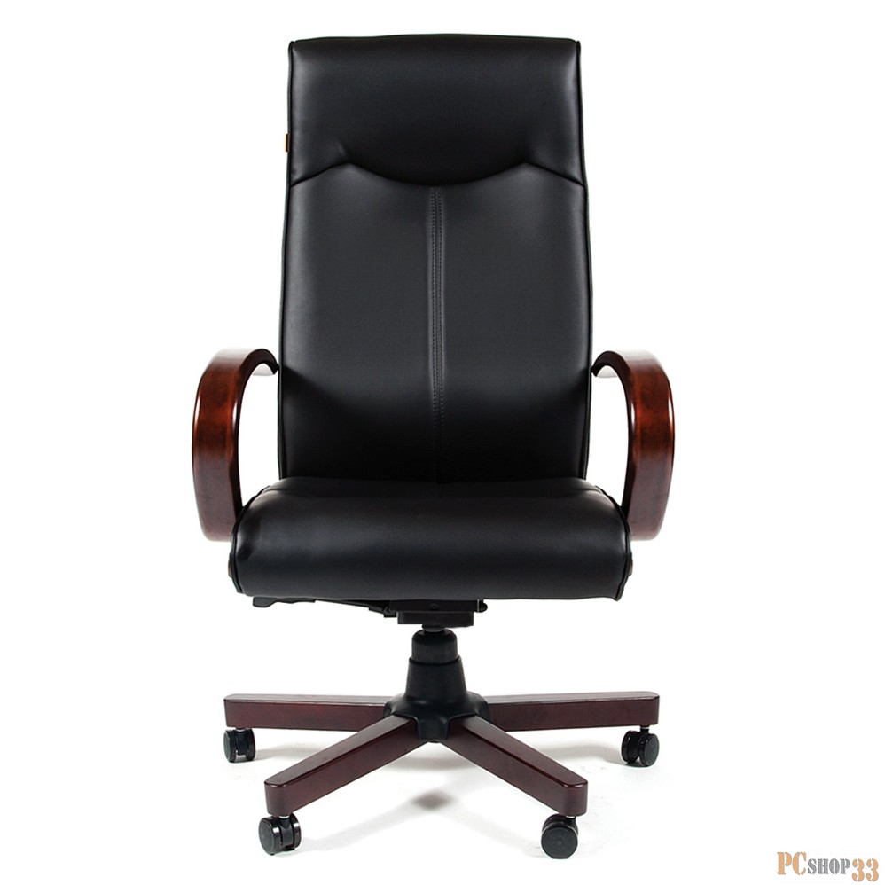 Офисное кресло Chairman 411 черное экопремиум, с деревянными элементами N