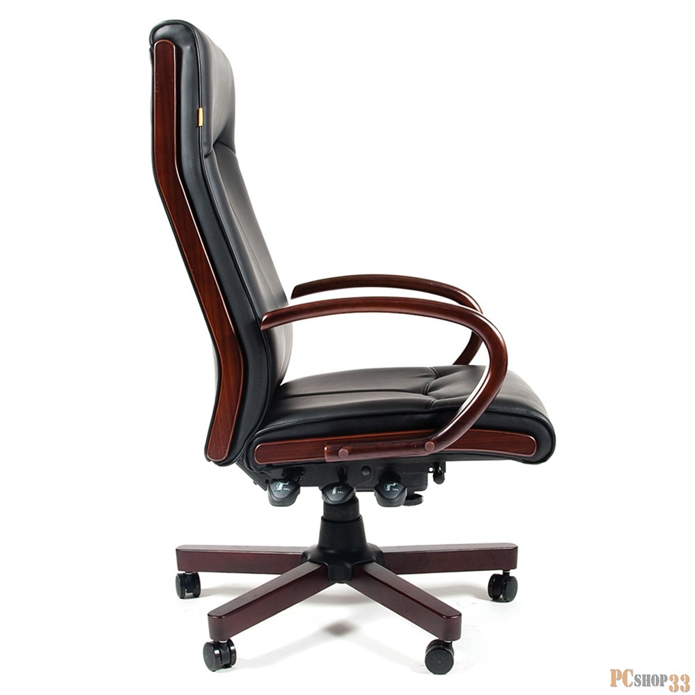 Офисное кресло Chairman 411 черное экопремиум, с деревянными элементами N