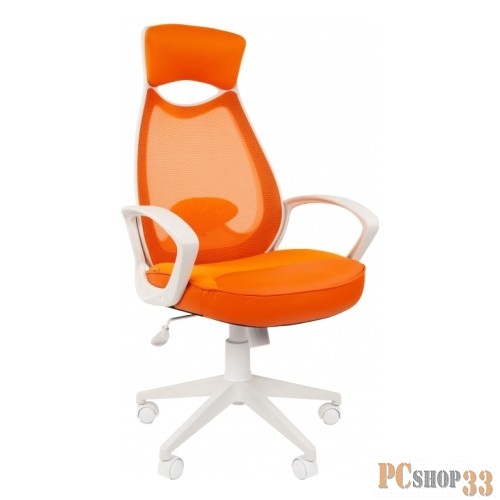 Офисное кресло Chairman 840 Россия белый пластик TW16TW-66 оранжевый