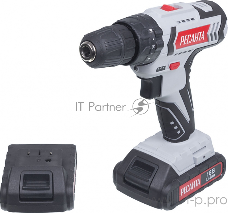 Дрель-шуруповерт ударная Ресанта ДА-18-2ЛК-У аккум. патрон:быстрозажимной (кейс в комплекте)