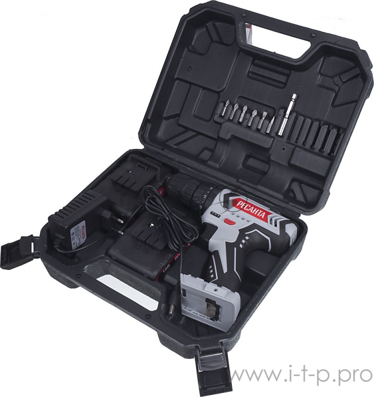 Дрель-шуруповерт ударная Ресанта ДА-18-2ЛК-У аккум. патрон:быстрозажимной (кейс в комплекте)