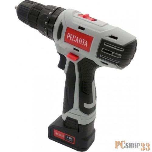 Дрель-шуруповерт ударная Ресанта ДА-24-2ЛК-У аккум. патрон:быстрозажимной (кейс в комплекте)