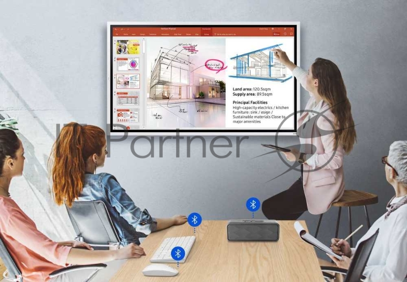 Панель Samsung 65 WM65R Flip Chart белый E-LED BLU LED 8ms 16:9 HDMI матовая 4000:1 350cd 178гр/178гр 3840x2160 Ultra HD USB 40кг (RUS)