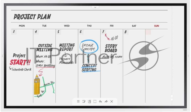 Панель Samsung 65 WM65R Flip Chart белый E-LED BLU LED 8ms 16:9 HDMI матовая 4000:1 350cd 178гр/178гр 3840x2160 Ultra HD USB 40кг (RUS)