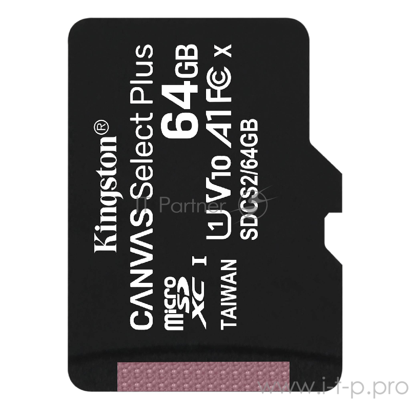 Флеш карта microSDHC 64GB microSDXC Class10 Kingston <SDCS2/64GBSP> Class10 UHS-I Canvas Select up to 100MB/s