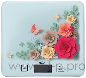 Кухонные весы econ ECO-BS113K Ультратонкие электронные Платформа из высокопрочного закаленного стекла 204x185x19 мм LCD дисплей 44*20 мм Максимальный вес 5 кг Сенсорное управление Оборудованы датчиком натяжения высокой точности И