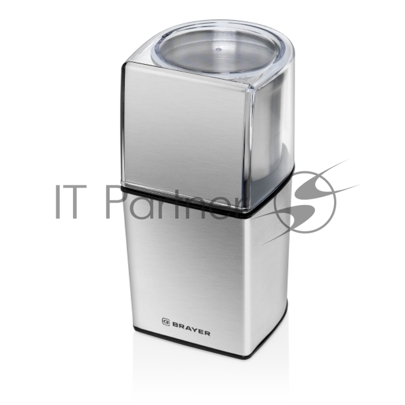Кофемолка BRAYER, 2 ножа для мяг. и твер., 70 г.,Мощн. 200 Вт, нерж. корп, нажатием на крышку