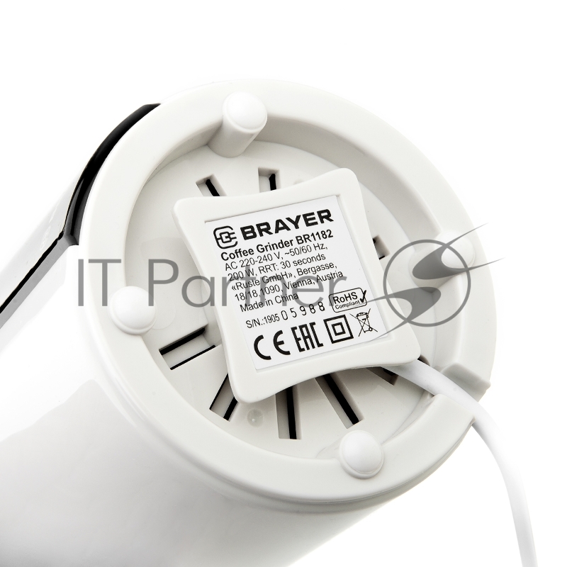 Кофемолка BRAYER, 2 ножа для мяг. и твер., 70 г.,Мощн. 200 Вт, Пластик. корп, нажатием на кр