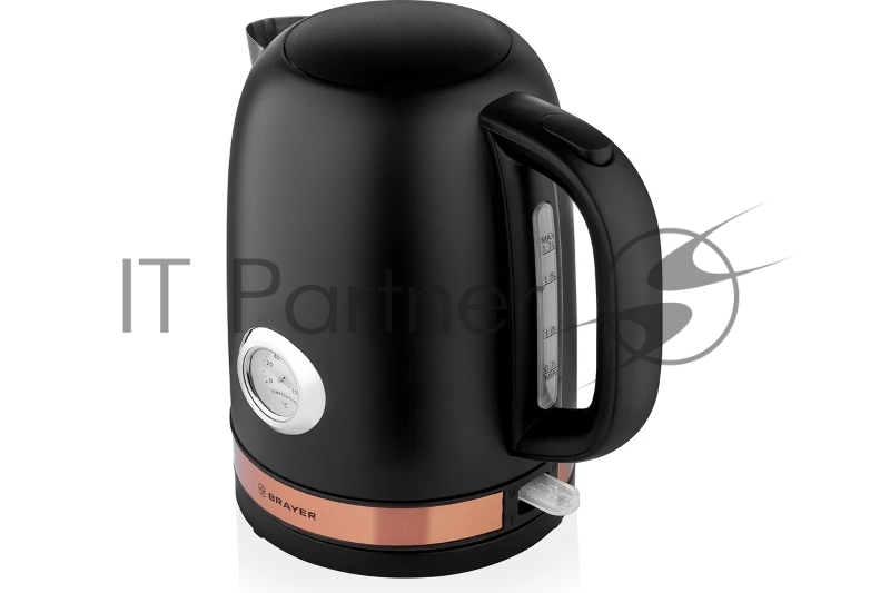 Чайник электрический BRAYER. 2200Вт.1,7 л, STRIX, сталь окраш, термометр, черн.