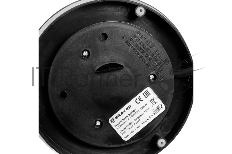 Чайник электрический BRAYER. 2200Вт.1,7 л, стекло, эл.уп, 60-100 °С, Под. t, подсветка, черн.