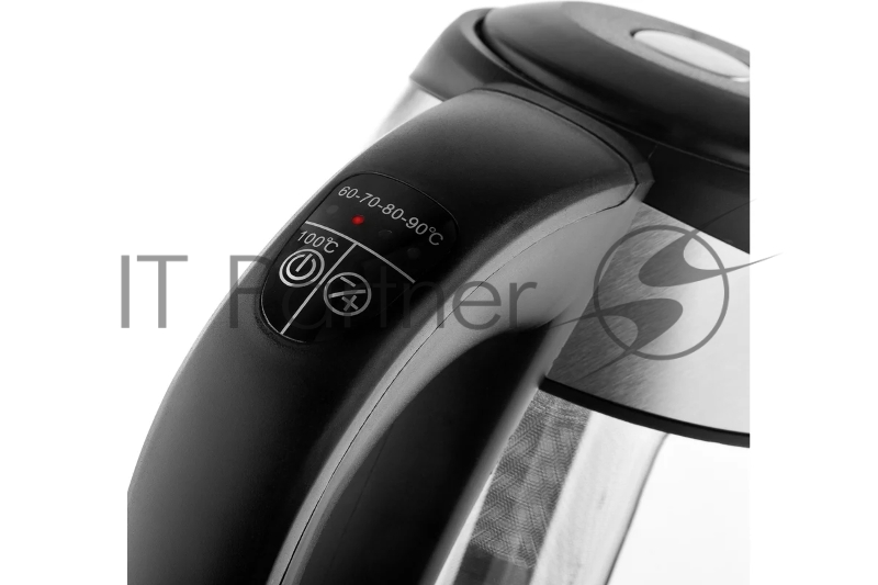 Чайник электрический BRAYER. 2200Вт.1,7 л, стекло, эл.уп, 60-100 °С, Под. t, подсветка, черн.