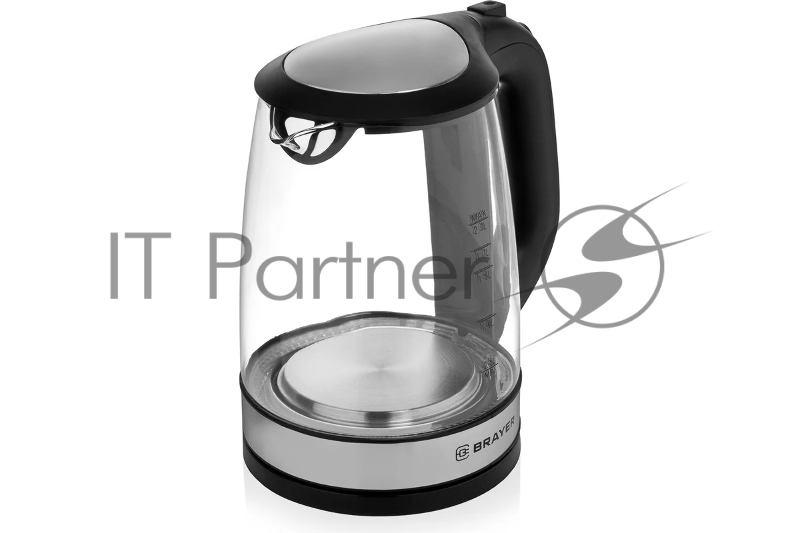 Чайник электрический BRAYER. 2220Вт, 2 л, стекл., черный.