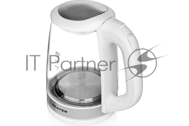 Чайник электрический BRAYER.2220Вт, 2 л, стекл., белый.