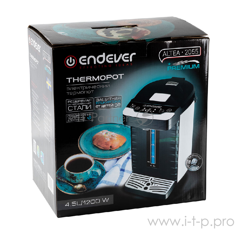 Электрический термопот ENDEVER мощ. 900 Вт,резервуар для воды из нержавеющей стали 4,5л