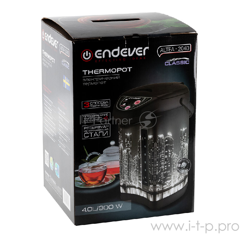 Электрический термопот ENDEVER мощность 900 Вт,резервуар для воды из нержавеющей стали 4л