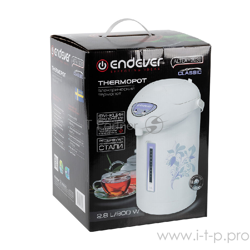 Электрический термопот ENDEVER мощ. 900 Вт,резервуар для воды из нержавеющей стали 2,8л