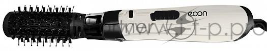 Фен-щетка econ ECO-BH12B Мощность: 1000 Вт Режимов нагрева: 2 Функция «Холодный обдув» Шарнирное вращение шнура на 360’Насадка: - полукруглая щетка - щетка диаметром 25 мм