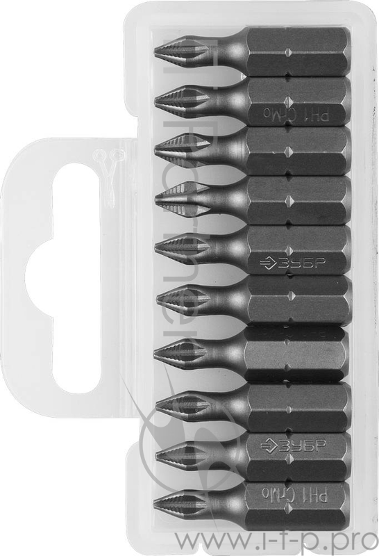 Бита ЗУБР МАСТЕР 26001-1-25-10 кованая CrMo C 1/4 PH1 25мм 10шт