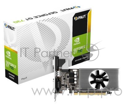 Видеокарта Palit PCI-E PA-GT730K-2GD5 nVidia GeForce GT 730 2048Mb 64bit GDDR5 902/2500 DVIx1/HDMIx1/CRTx1/HDCP Bulk low profile