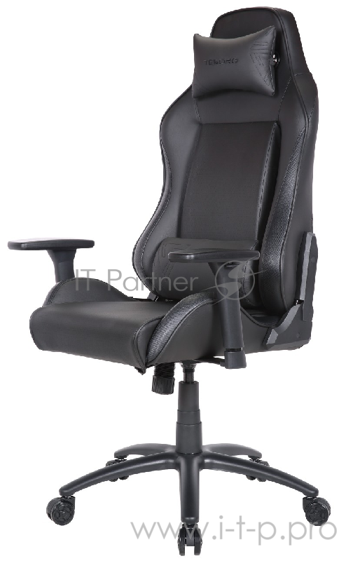 TESORO Alphaeon S1 чёрное игровое кресло (карбоновые вставки, экокожа, регулируемый угол наклона, механизм качания)