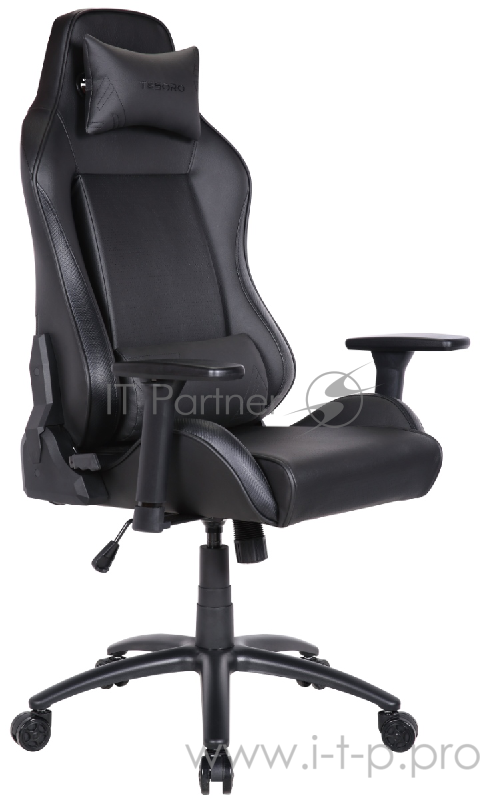 TESORO Alphaeon S1 чёрное игровое кресло (карбоновые вставки, экокожа, регулируемый угол наклона, механизм качания)