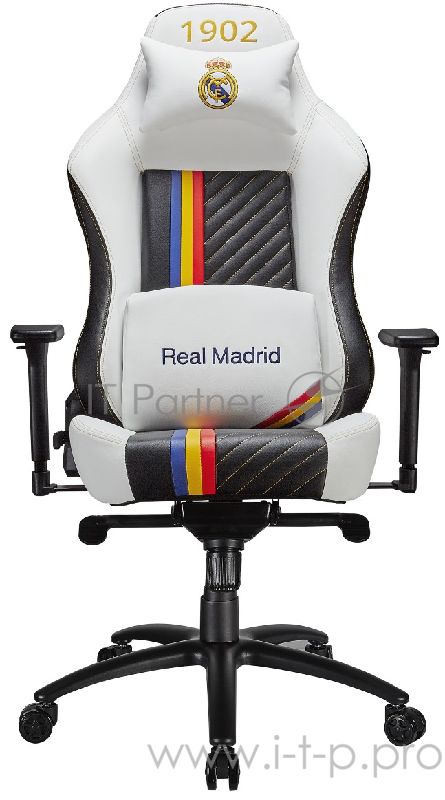 Игровое кресло TESORO Real Madrid TSMB730RMWH бело-чёрное игровое кресло (экокожа, регулируемый угол наклона, механизм качания)
