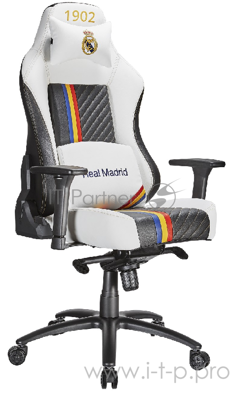 Игровое кресло TESORO Real Madrid TSMB730RMWH бело-чёрное игровое кресло (экокожа, регулируемый угол наклона, механизм качания)