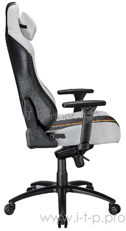 Игровое кресло TESORO Real Madrid TSMB730RMWH бело-чёрное игровое кресло (экокожа, регулируемый угол наклона, механизм качания)