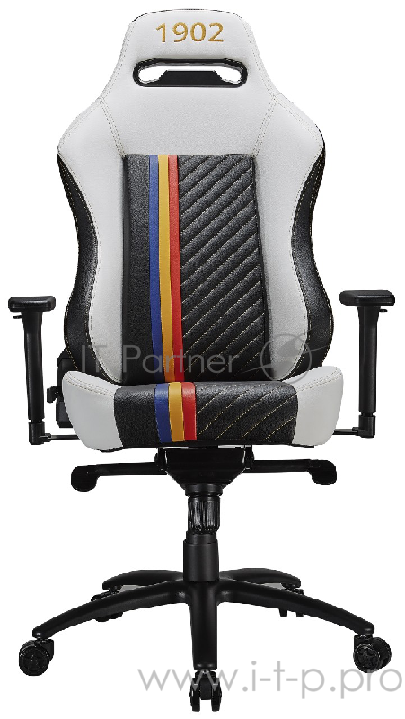 Игровое кресло TESORO Real Madrid TSMB730RMWH бело-чёрное игровое кресло (экокожа, регулируемый угол наклона, механизм качания)