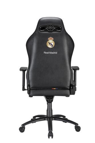 Игровое кресло TESORO Real Madrid TSMB730RMBK чёрное (экокожа, регулируемый угол наклона, механизм качания)