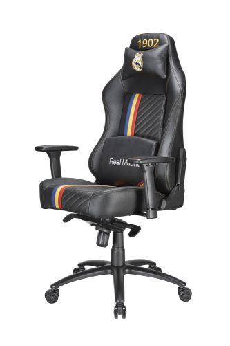 Игровое кресло TESORO Real Madrid TSMB730RMBK чёрное (экокожа, регулируемый угол наклона, механизм качания)