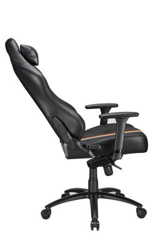 Игровое кресло TESORO Real Madrid TSMB730RMBK чёрное (экокожа, регулируемый угол наклона, механизм качания)