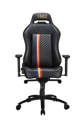 Игровое кресло TESORO Real Madrid TSMB730RMBK чёрное (экокожа, регулируемый угол наклона, механизм качания)