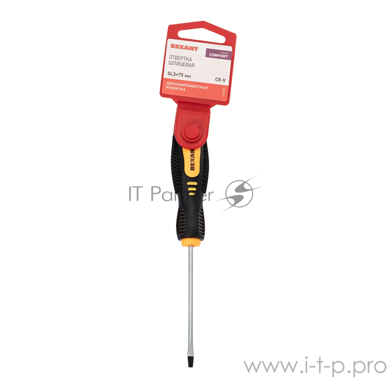 Отвертка шлицевая SL 3х75мм двухкомпонентная рукоятка Rexant 12-4721