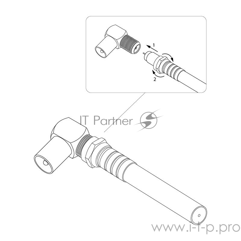 Переходник антенный гнездо F-штекер TV угловой блист. Rexant 06-0027-A