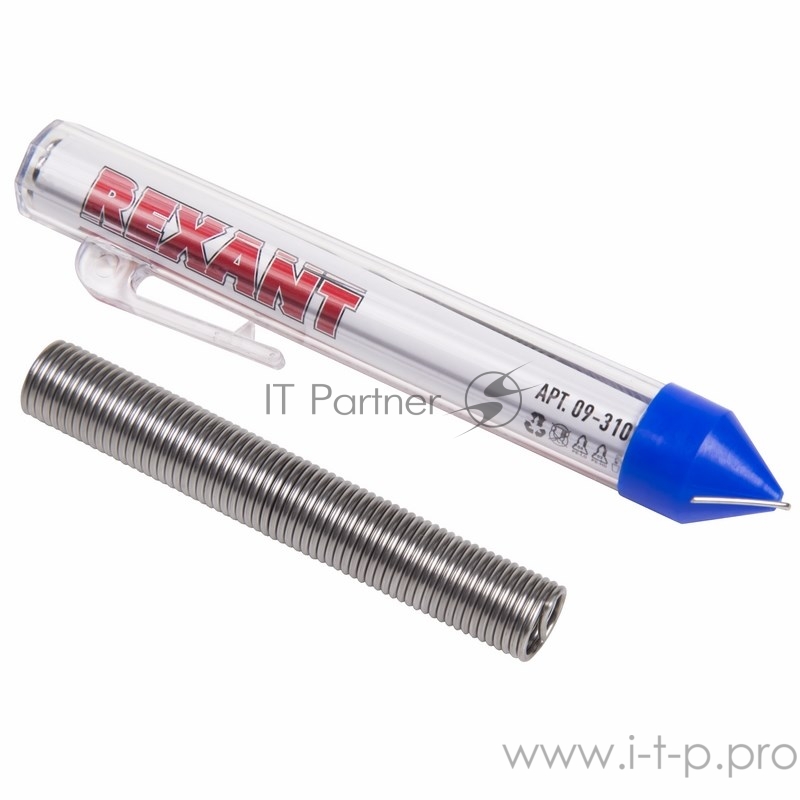 Припой с канифолью 20гр. d=1.0мм (Sn60 Pb40 Flux 2.2%) REXANT 09-3103