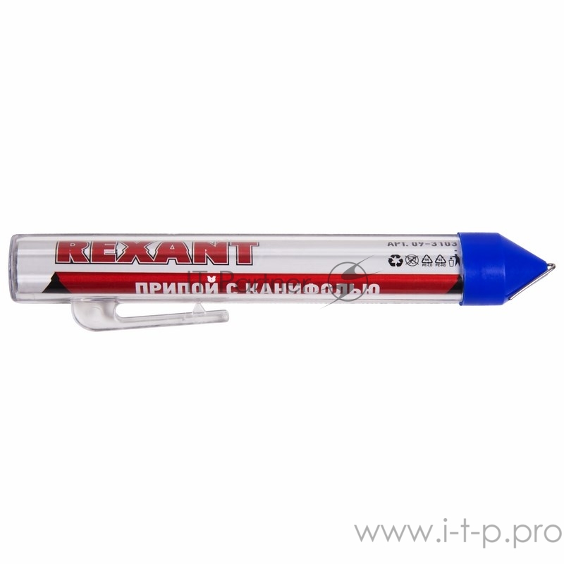 Припой с канифолью 20гр. d=1.0мм (Sn60 Pb40 Flux 2.2%) REXANT 09-3103